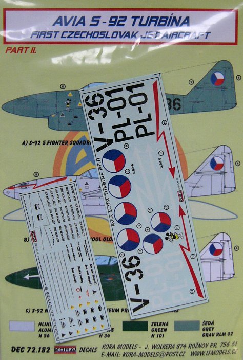 1/72 Decals Avia S-92 Turbina (Czechosl.) Part II.