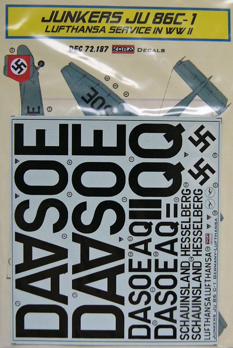 1/72 Decals Ju-86C-1 Lufthansa service WWII (ITAL)