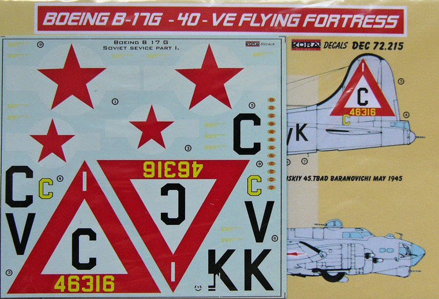 MODELIMEX Online Shop | 1/72 Decals Boeing B-17G-40-VE Russian serv. Pt ...