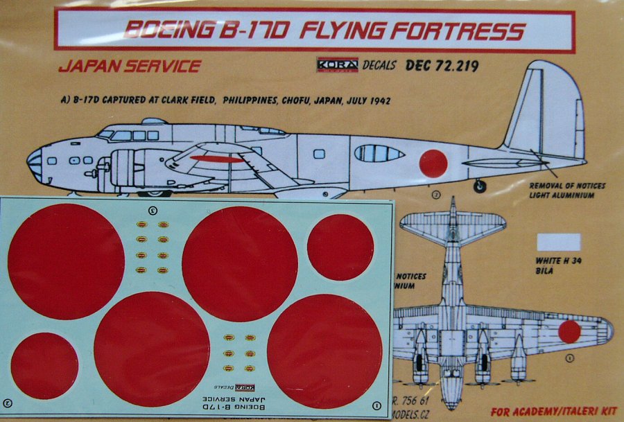 1/72 Decals Boeing B-17D Japanese service