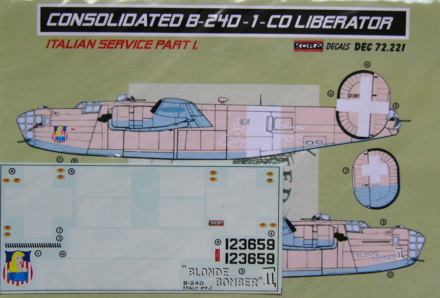 1/72 Decals Consolidated B-24D-1-CO Italian Pt.I