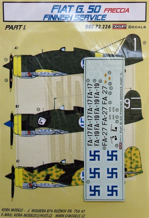 1/72 Decals Fiat G.50 Freccia (Finland) Part I.