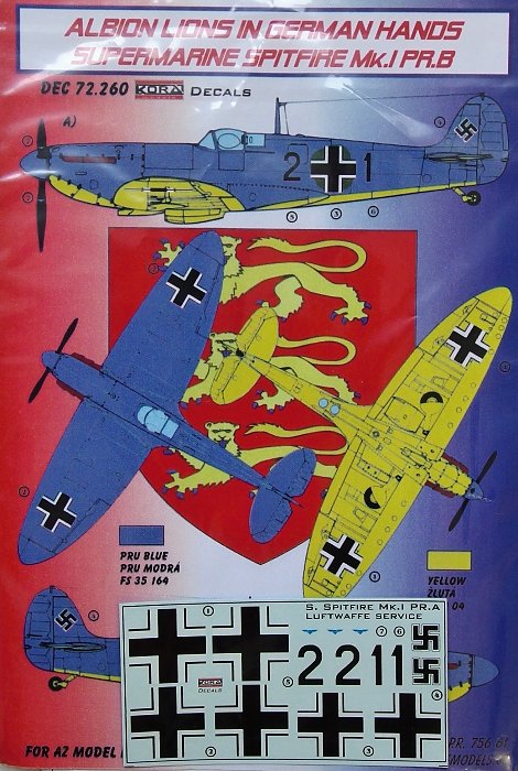 1/72 Decals Superm.Spitfire Mk.I PR.B (Luftwaffe)