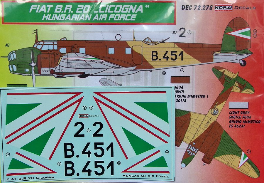 1/72 Decals Fiat BR.20 CICOGNA (Hungarian AF)