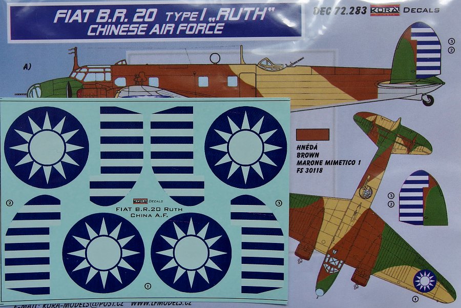 1/72 Decals Fiat BR.20 Type I RUTH (Chinese AF)