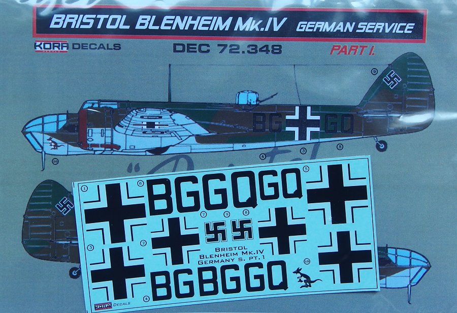 1/72 Decals B.Blenheim Mk.IV German service I.