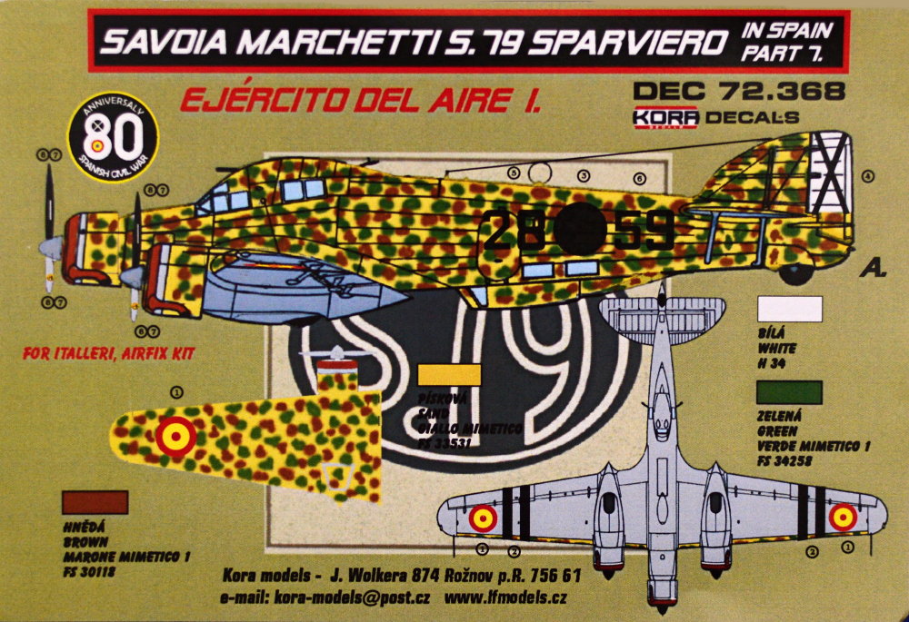 1/72 Decals SM.79 Sparviero in Spain Vol.7