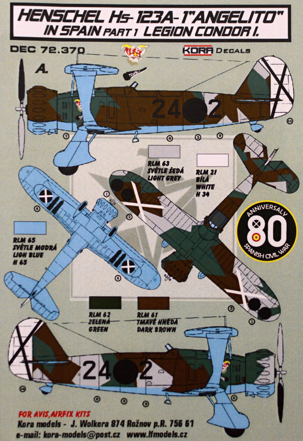 1/72 Decals Hs-123A-1 'Angelito' in Spain Vol.1