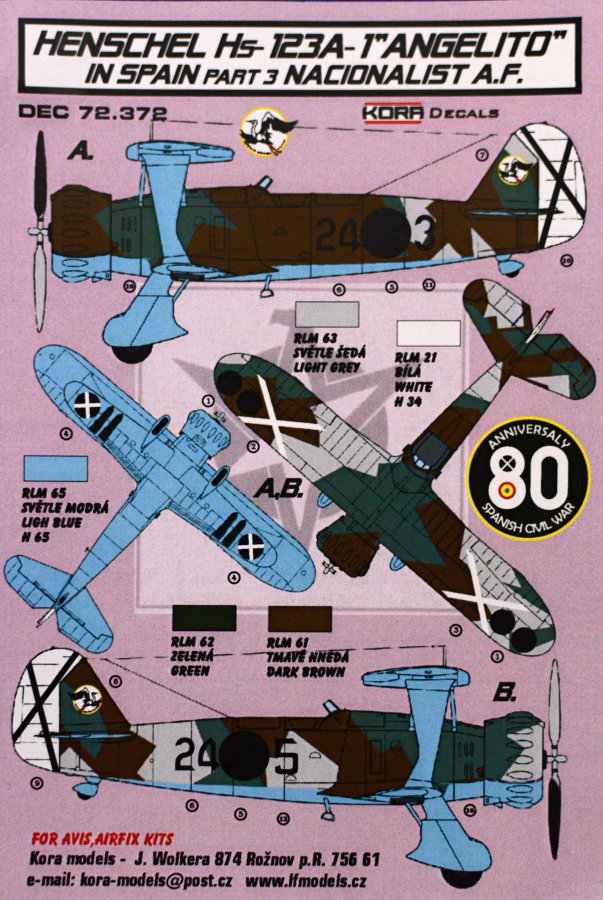 1/72 Decals Hs-123A-1 'Angelito' in Spain Vol.3
