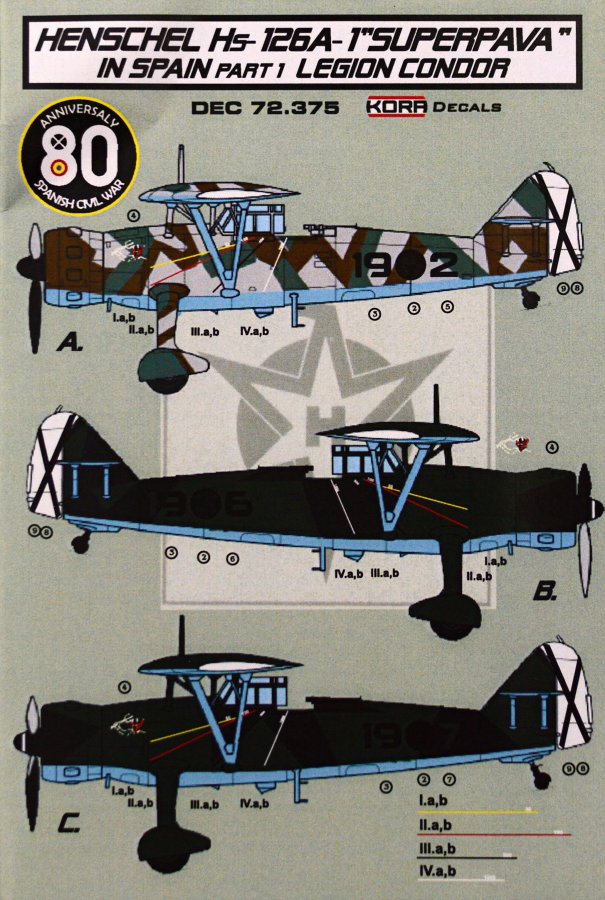 1/72 Decals Hs-126A-1 'Superpava' in Spain Vol.1