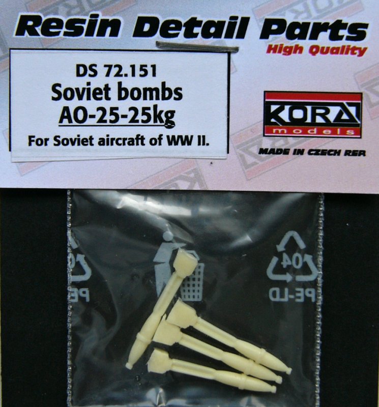 1/72 Soviet bombs WWII AO-25-25kg - 4 pcs.