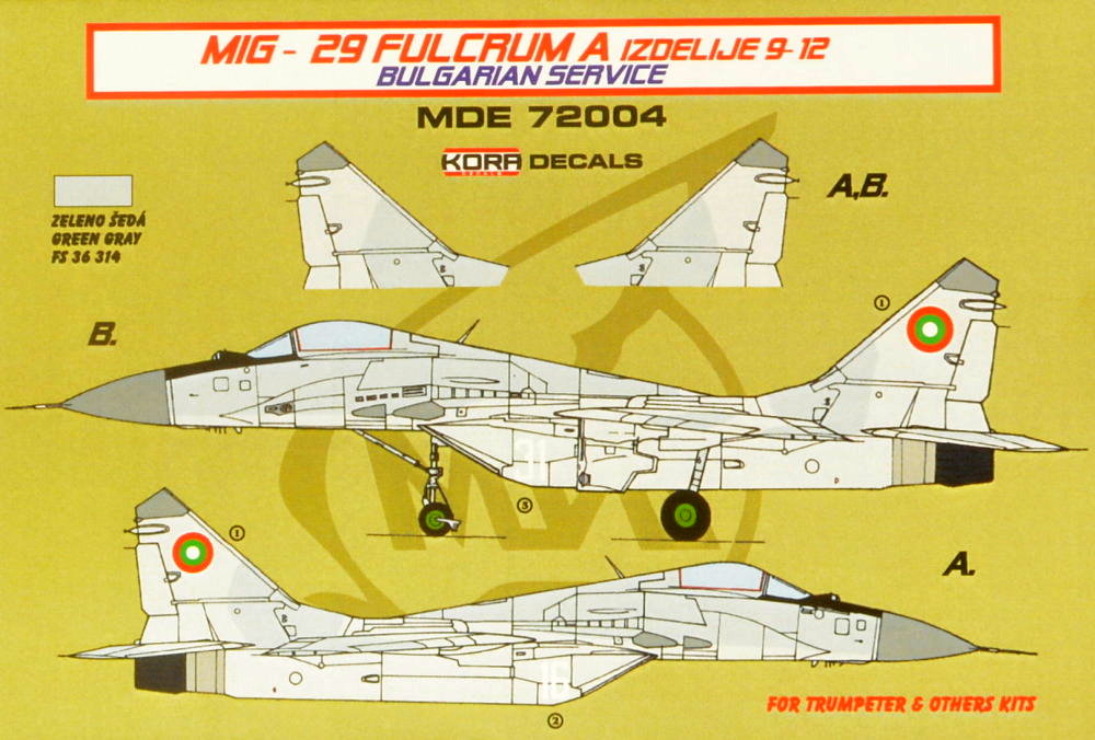 1/72 Decals MiG-29 Fulcrum 9-12 Bulgarian service