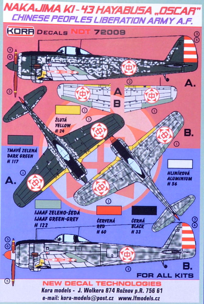 1/72 Decals Nakajima Ki-43 Chinese Peop.Liber.Army