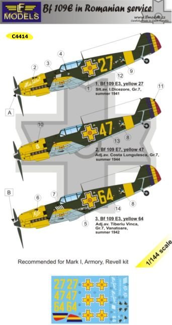 1/144 Decals Bf 109E in Romanian service Pt.1