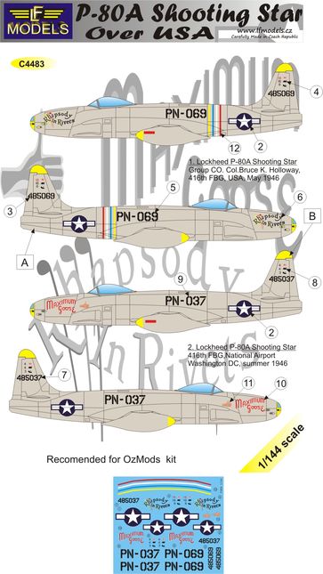 1/144 Decals P-80A Shooting Star over USA