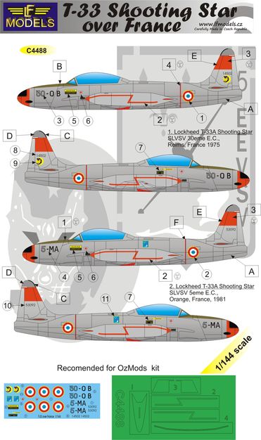 1/144 Decals T-33A Shooting Star over France