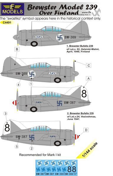 1/144 Decals Brewster Model 239 over Finland