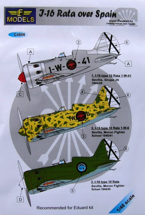 1/48 Decals for I-16 Rata over Spain