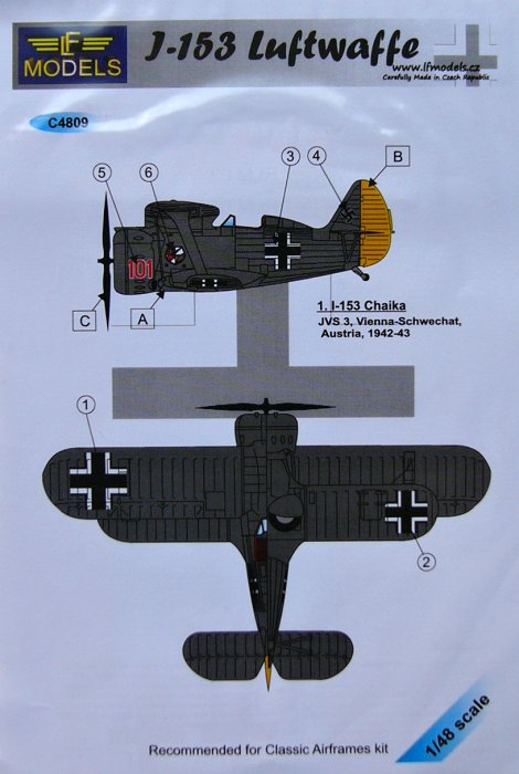 1/48 Decals for I-153 Chaika (Luftwaffe)