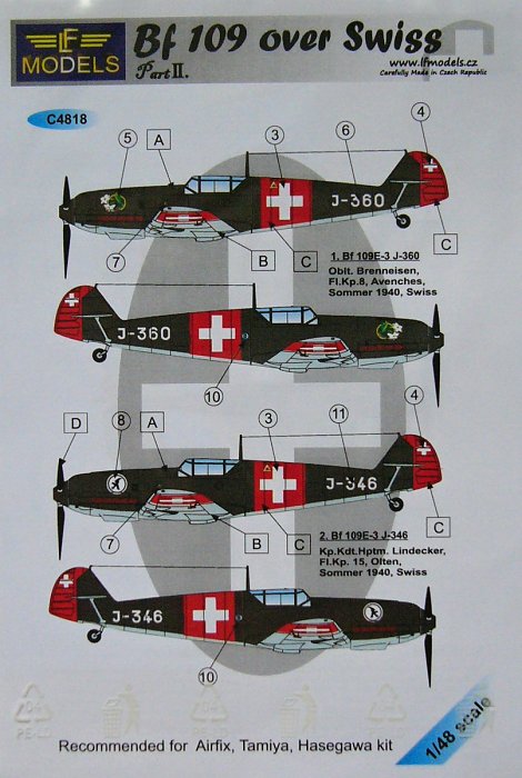 1/48 Decals Bf 109 over Swiss Part II. (HAS/TAM)