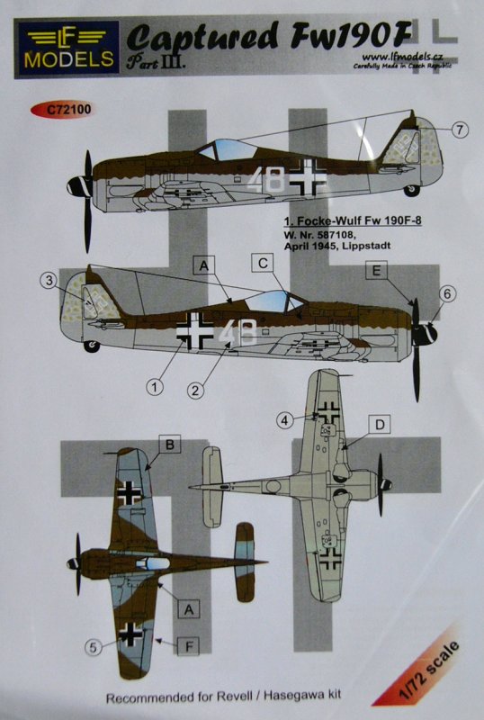 1/72 Decals Captured Fw190F - Part III. (REV/HAS)