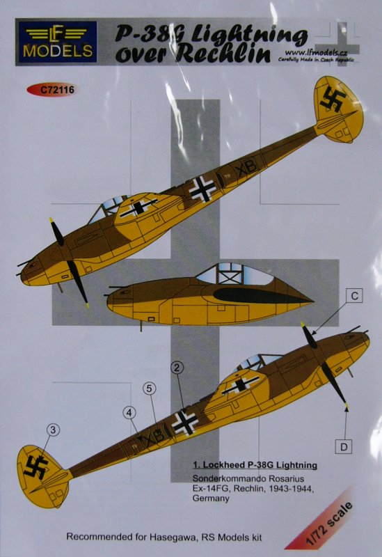 1/72 Decals P-38G Lightning over Rechlin (RS/HAS)