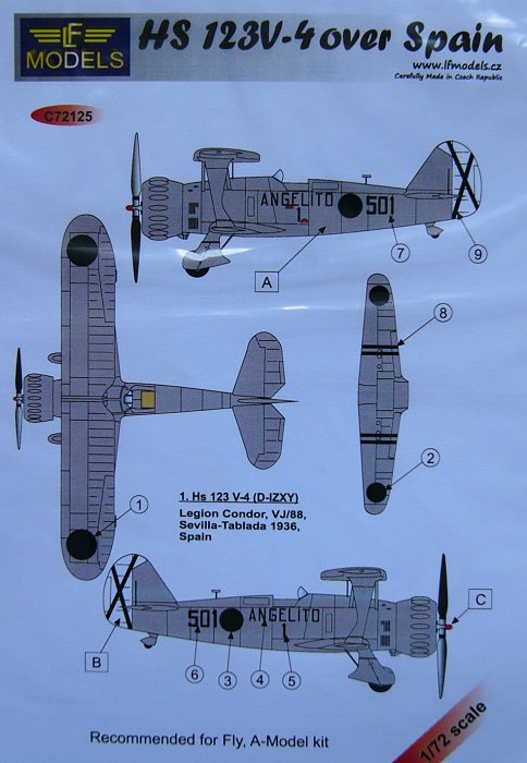 1/72 Decals HS 123V-4 over Spain (FLY/AMOD)