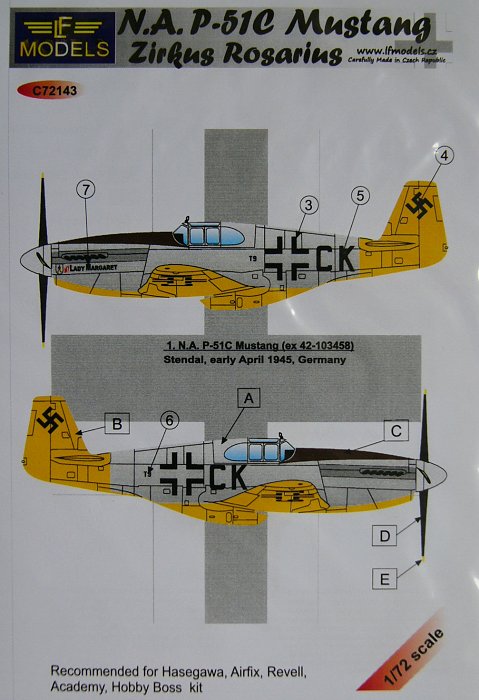 1/72 Decals N.A. P-51C Zirkus Rosarius (HAS) Pt.1