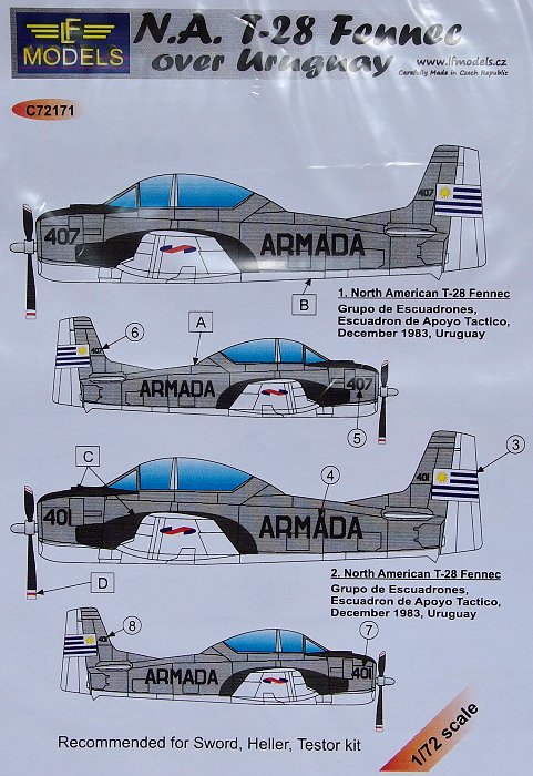 1/72 Decals N.A. T-28 Fennec over Uruguay (HELL)