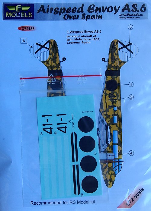 1/72 Decals Airspeed Envoy AS.6 Over Spain (RSMOD)