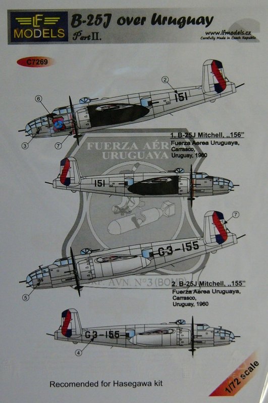 1/72 Decals B-25J over Uruguay Part II. (HAS)