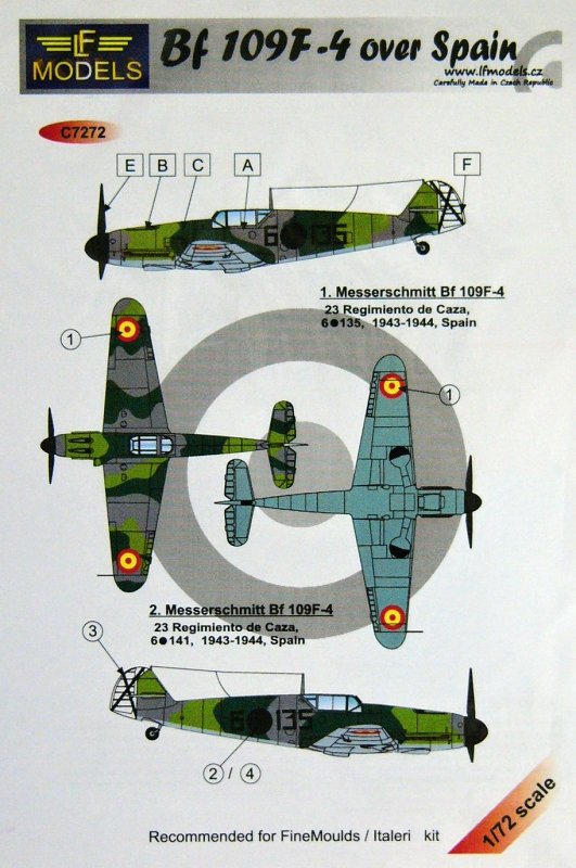 1/72 Decals Bf 109F-4 over Spain (ITAL)