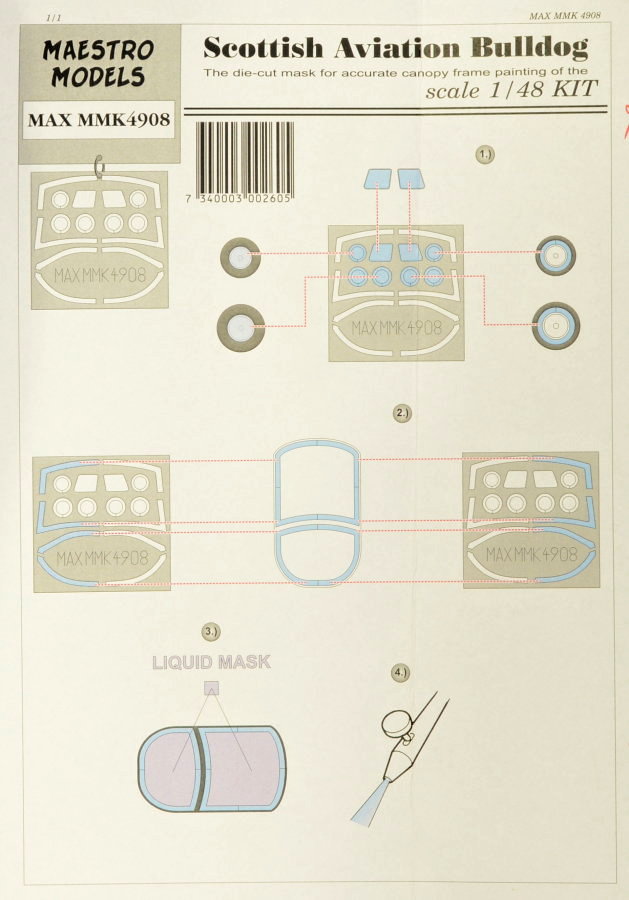 1/48 Scottish Aviation Bulldog - canopy&wheel mask