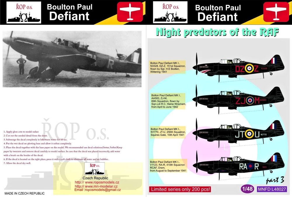 1/48 Decals B.P. Defiant Night predators (part 3)