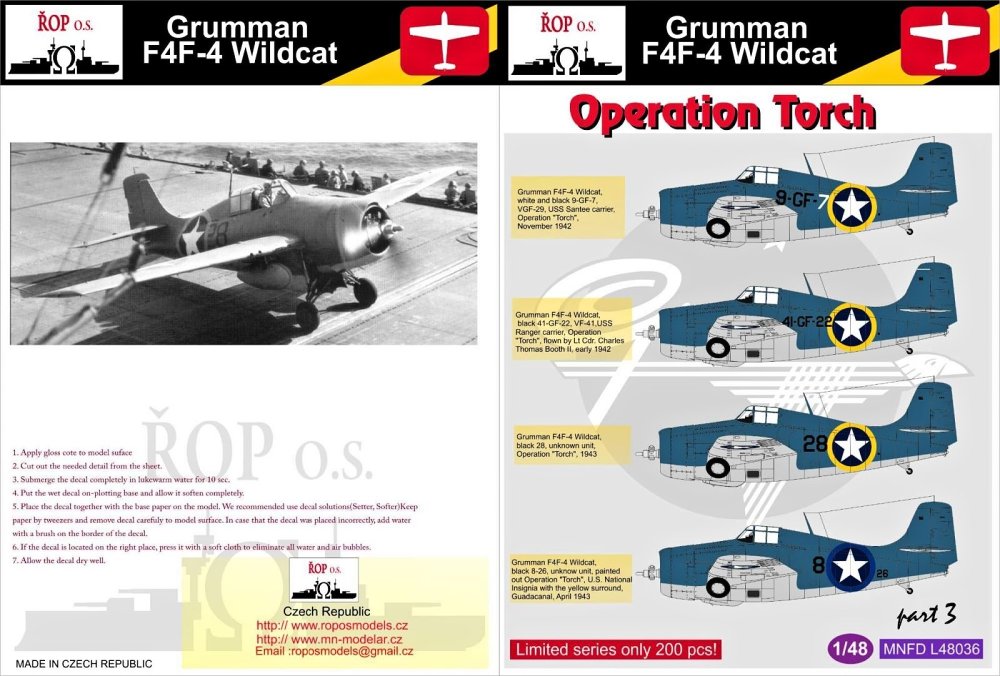 1/48 Decals Grumman F4F-4 Wildcat Operation Torch