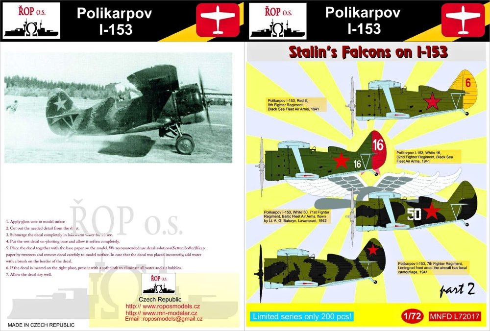 1/72 Decals I-153 - Stalin's Falcons part 2