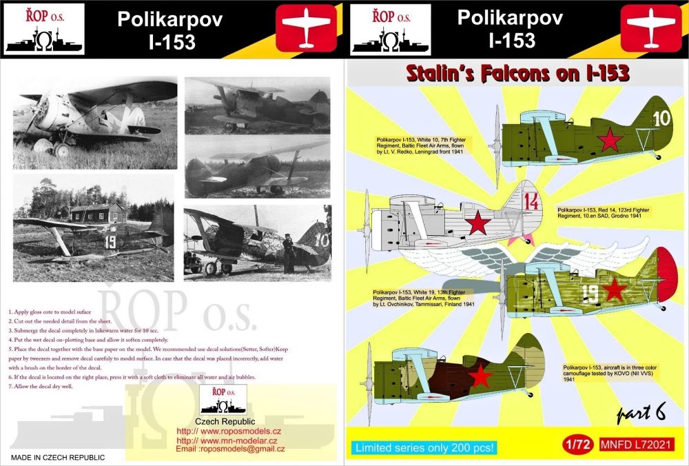 1/72 Decals I-153 - Stalin's Falcons part 6