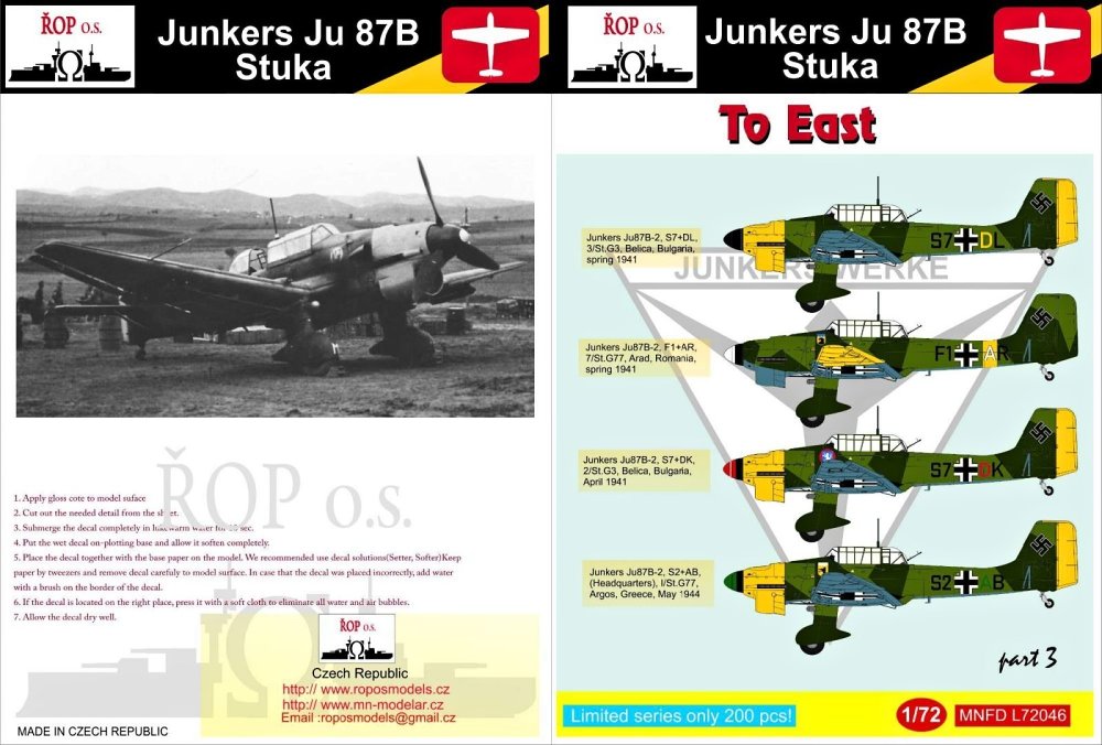 1/72 Decals Ju 87B Stuka - To East