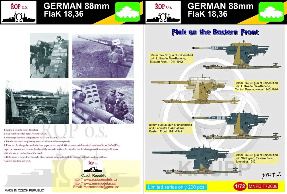 1/72 Decals German 88mm Flak 18,36 - part 2