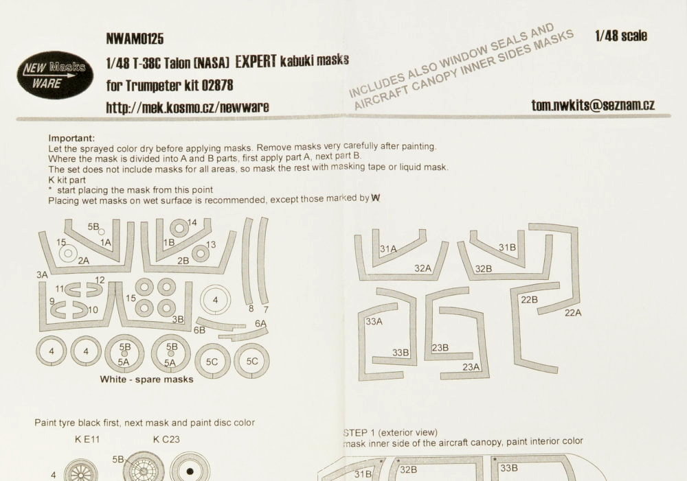 1/48 Mask T-38C Talon (NASA) EXPERT (TRUM 02878)