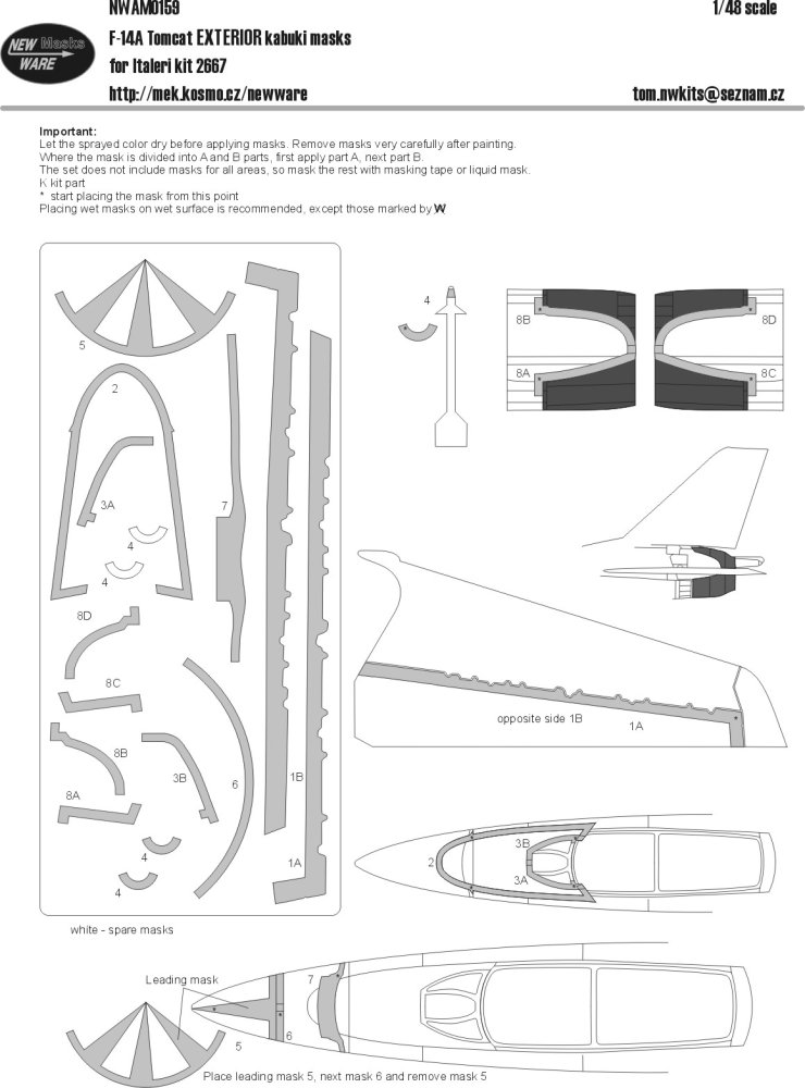 1/48 Mask F-14A Tomcat EXTERIOR (ITAL 2667)