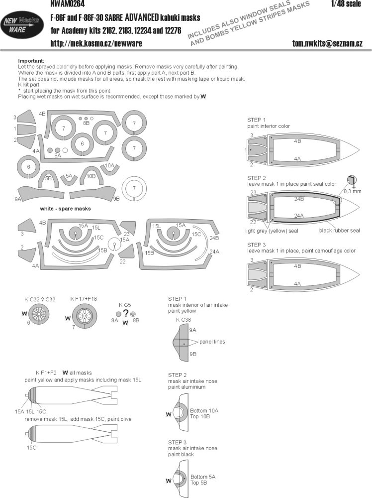 1/48 Mask F86F and F86F-30 Sabre ADVANCED (ACAD)