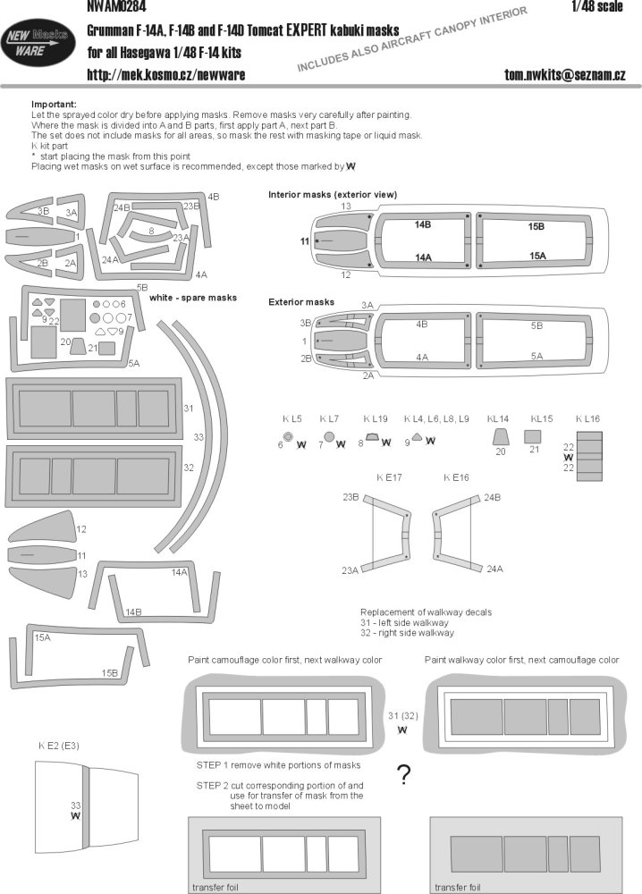 1/48 Mask Grumman F-14A/B/D Tomcat EXPERT (HAS)