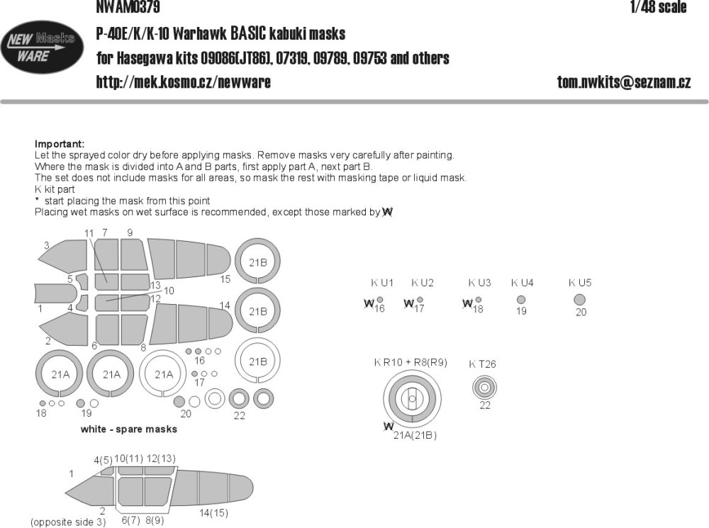 1/48 Mask P-40E/K/K-10 Warhawk BASIC (HAS)