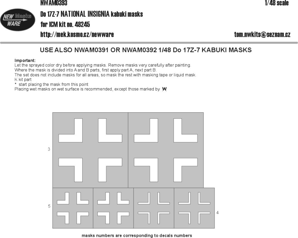 1/48 Mask Do 17Z-7 NATIONAL INSIGNIA (ICM 48245)