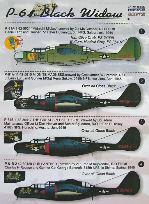 MODELIMEX Online Shop | 1/48 P-61 Black Widow Part 2 (wet decals ...