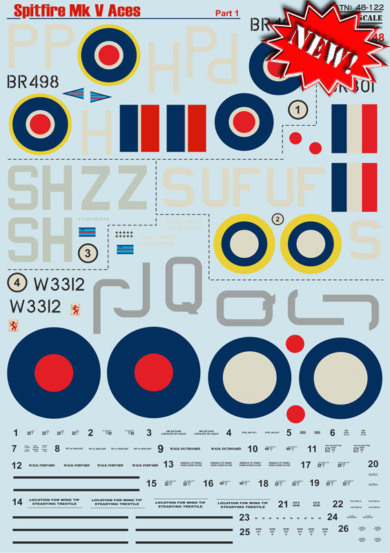 1/48 Spitfire Mk.V Aces Part 1 (wet decals)