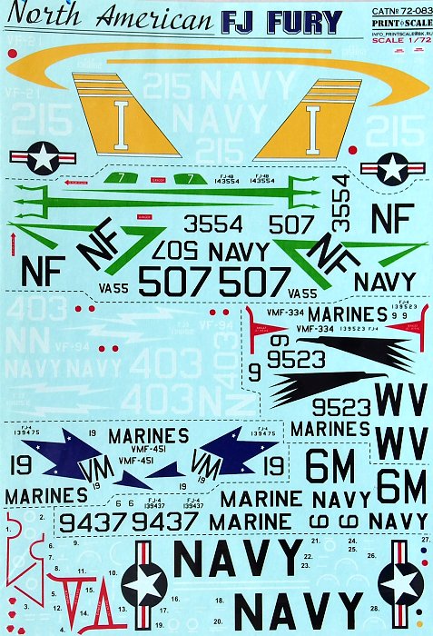 1/72 North American FJ FURY (wet decals)