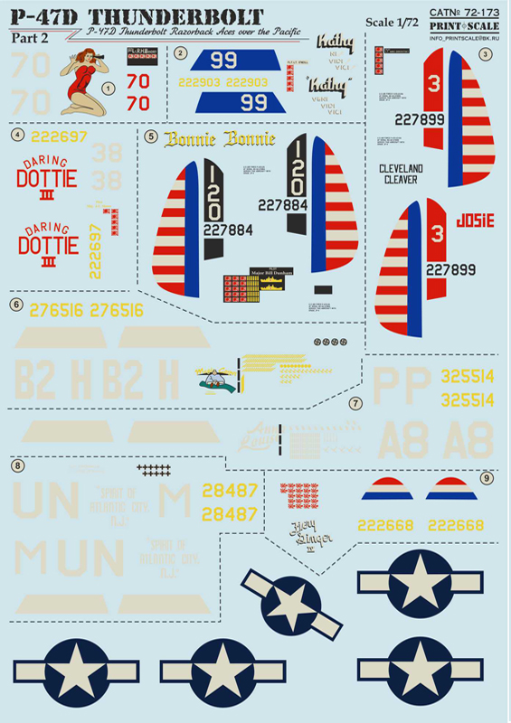 1/72 P-47-D Razorback Aces (wet decals)