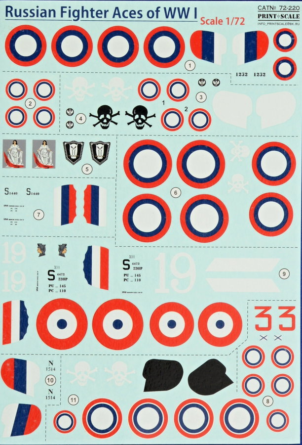 1/72 Russian Fighter Aces of WWI (wet decals)